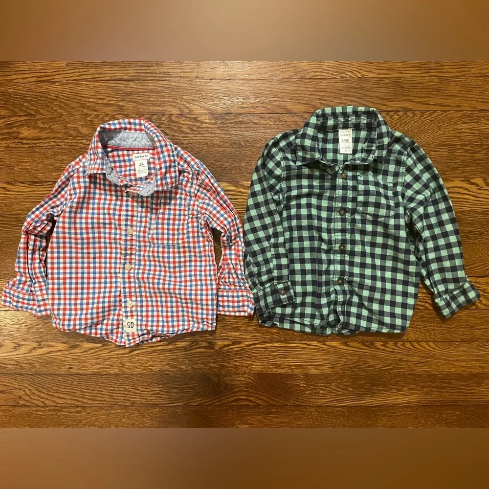 OshKosh BGosh & Carters 8 Button Down Shirt Lot Size 24 Months
